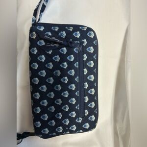 Vera Bradley Navy and White Patterned Wristlet